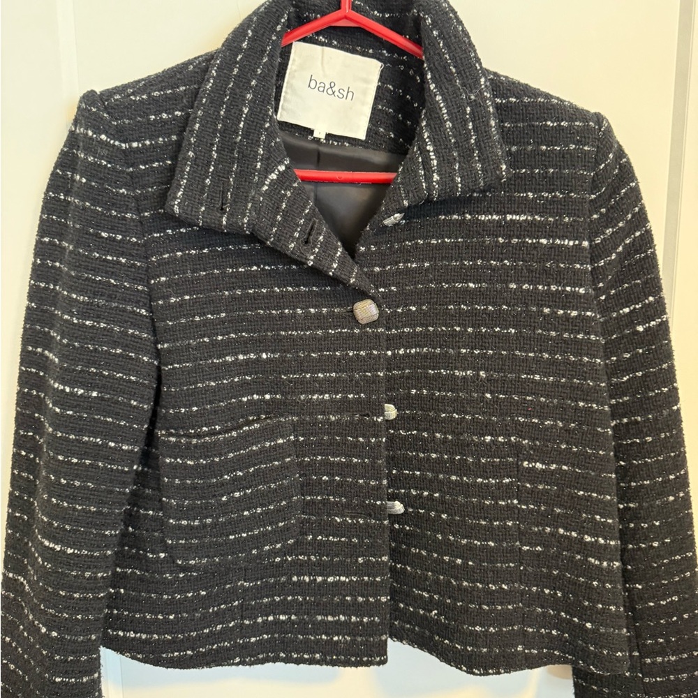 Ba&sh Women's Dark Gray and White Textured Blazer